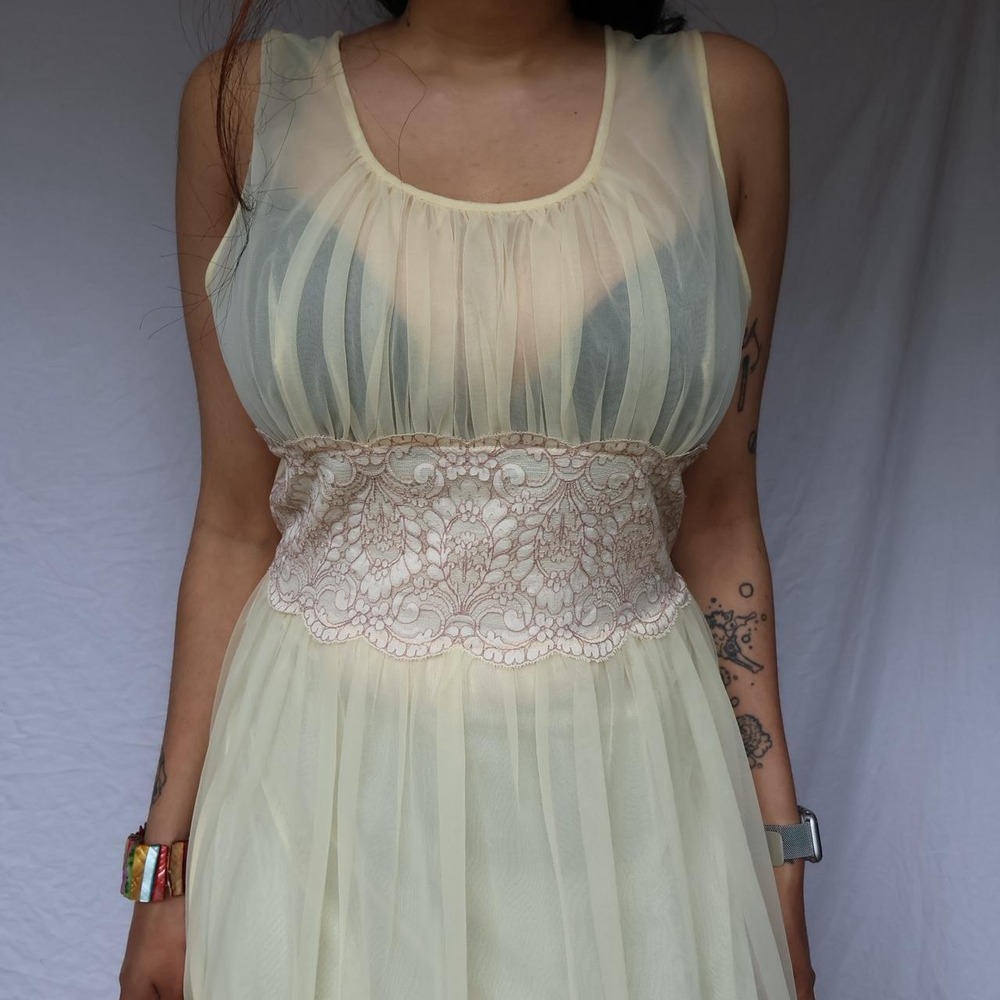 Vintage Maxi Yellow Nightgown Dress